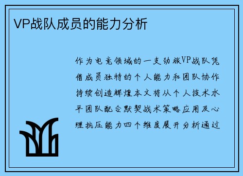 VP战队成员的能力分析
